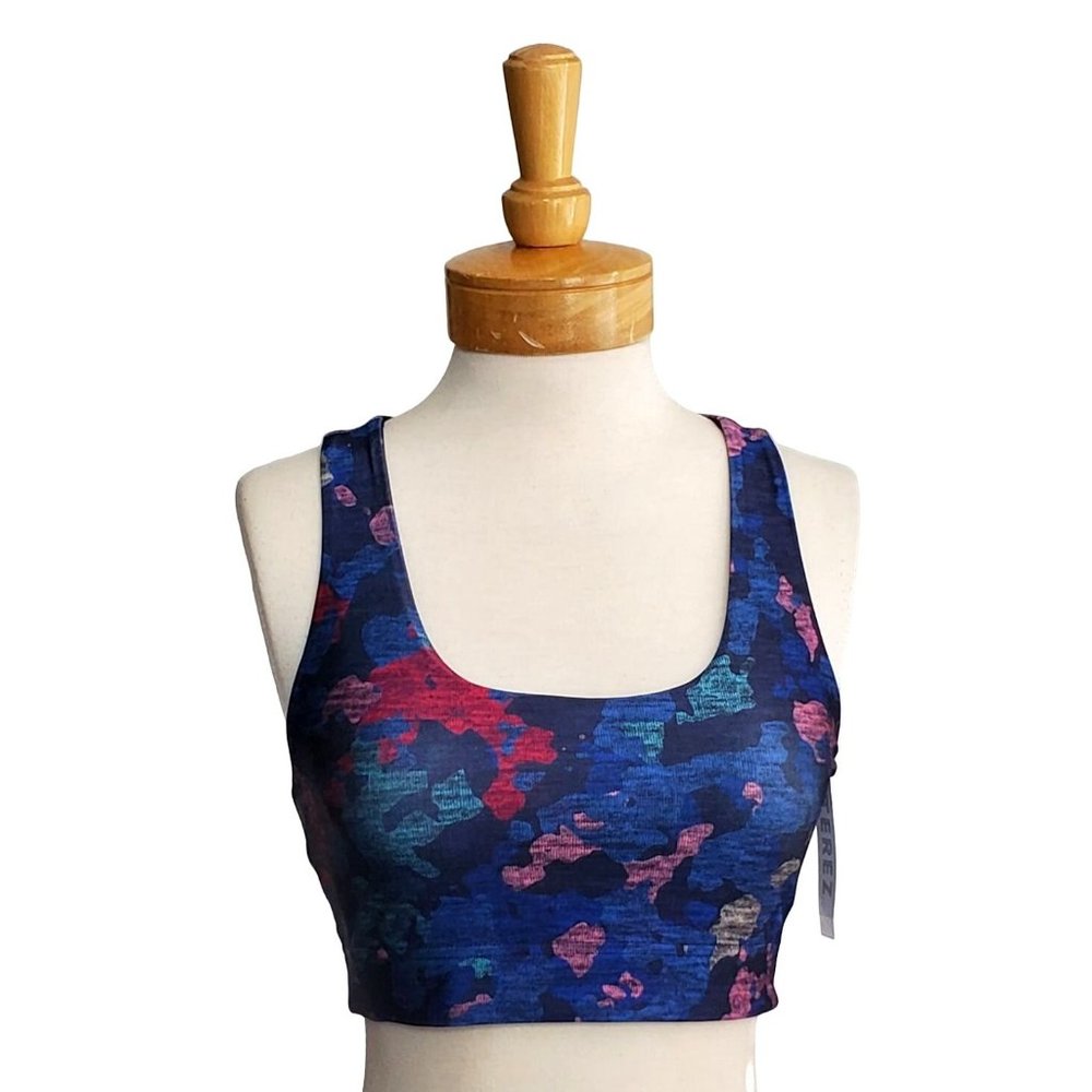 SALE Terez NWT Blue Air Force Camo Print Sports Bra Reversible Racer Back Sz S